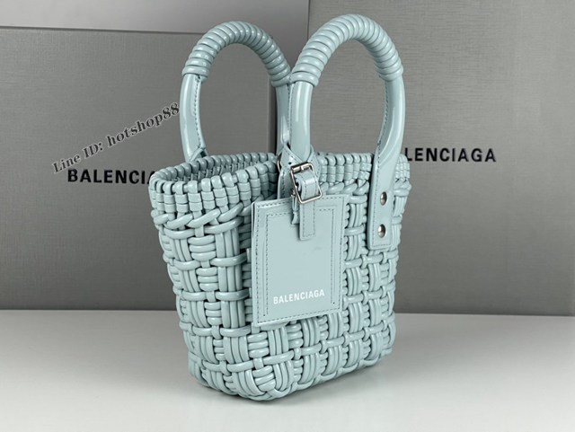 Balenciaga專櫃爆款漆面人造皮革編織敞口托特包 巴黎世家小號Bistro菜籃子包 款號：080808 fyj1275